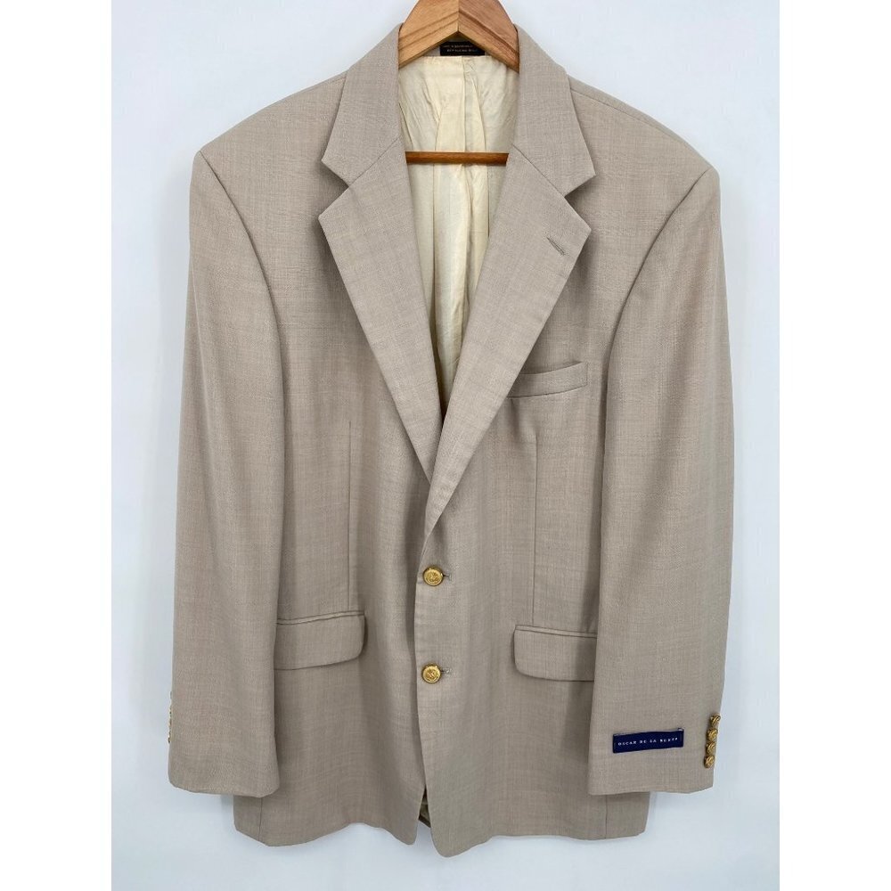 Oscar De La Renta Mens Wool Blend Blazer Tan Size 43L NWT Event Dressy Casual